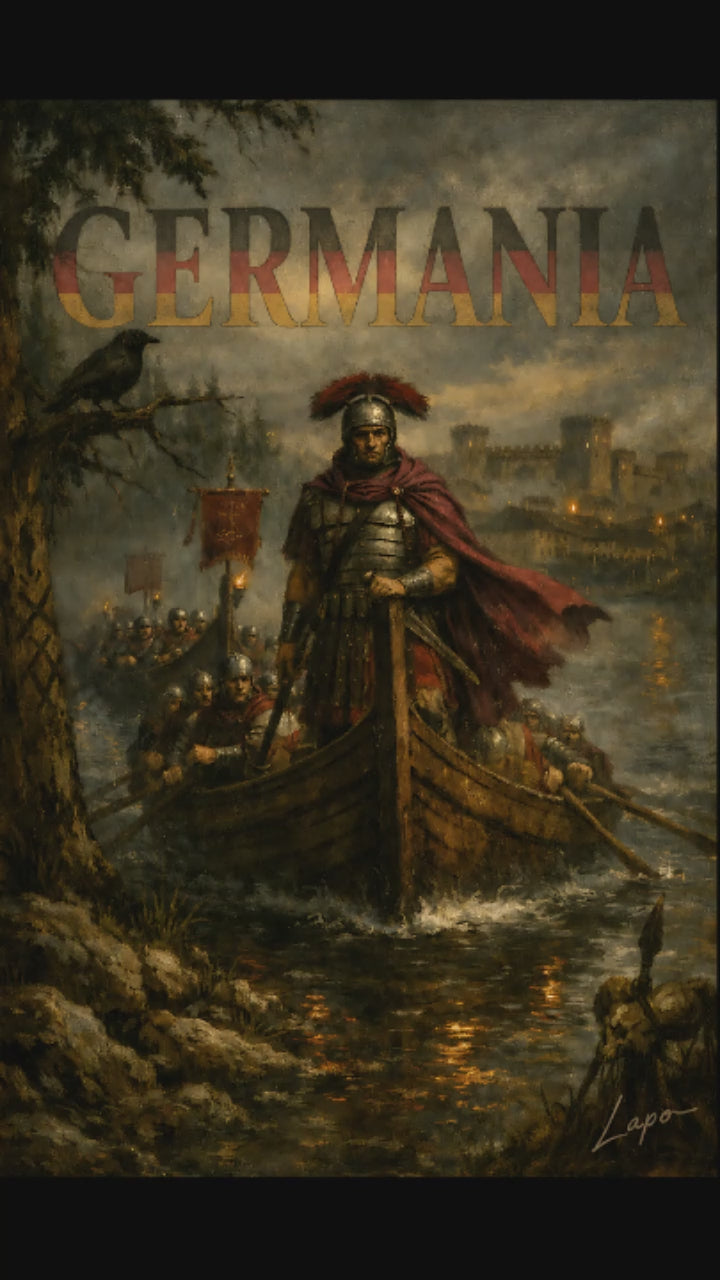 Camiseta Oversized unisex 425 GSM, 100% Algodón - Impresión JUMBO 24"x24" - Provinciae Romanae - Germania
