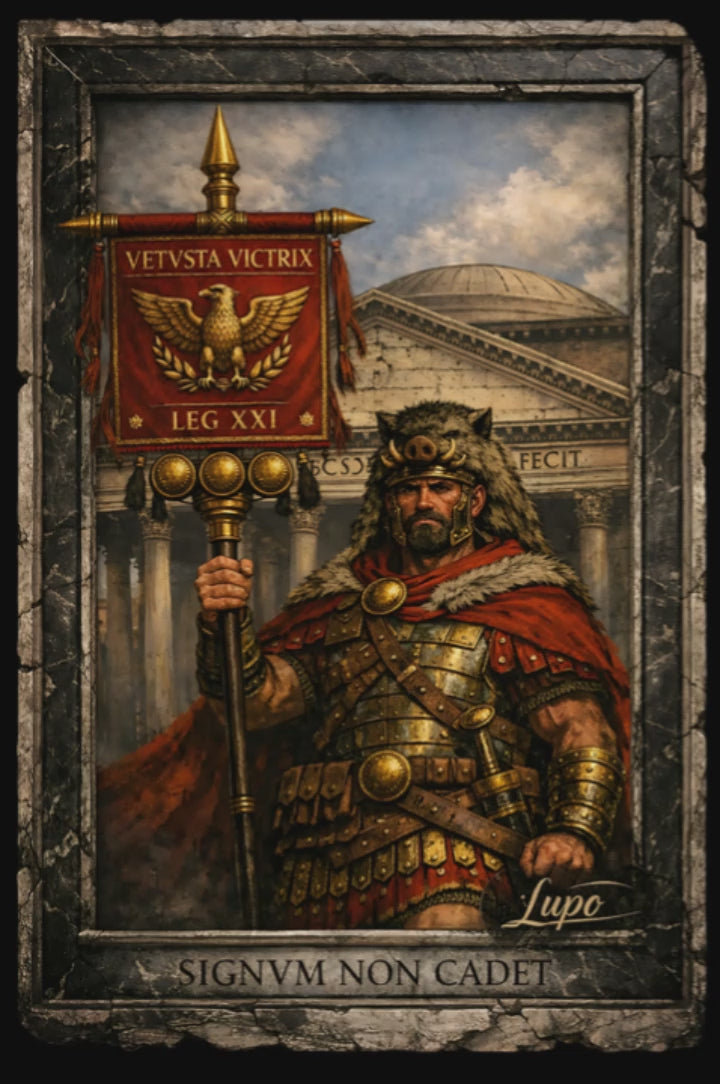 Sudadera con Capucha 380 GSM, 100% Algodón peinado - Impresión JUMBO 24"X24" - Vexillarius Museum (Sub Oculus Agrippae)