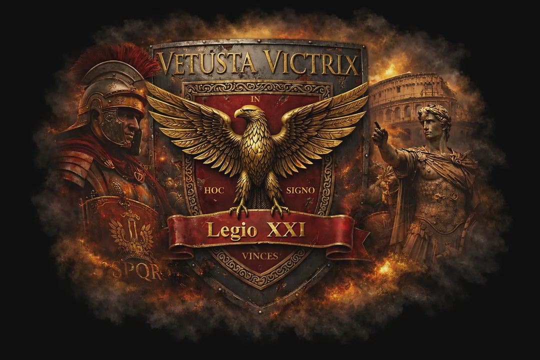 Sudadera con capucha unisex 380 GSM, 100% Algodón - Impresión JUMBO 24"X24" - Vetusta Victrix Emblema de Campaña